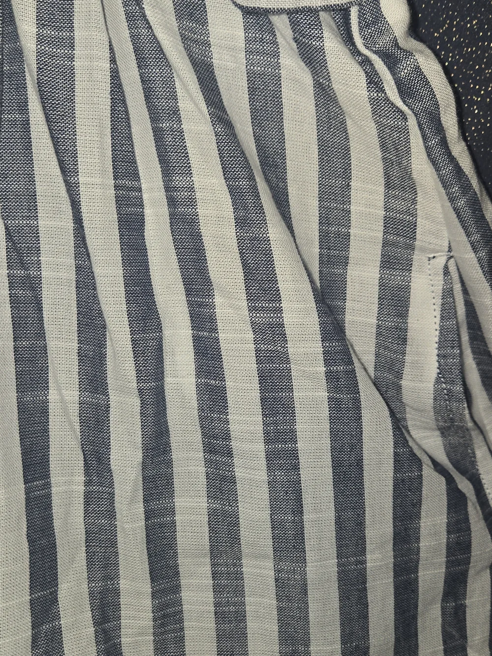 Max Studio Navy and White Striped Tie-Waist High-Low Dress